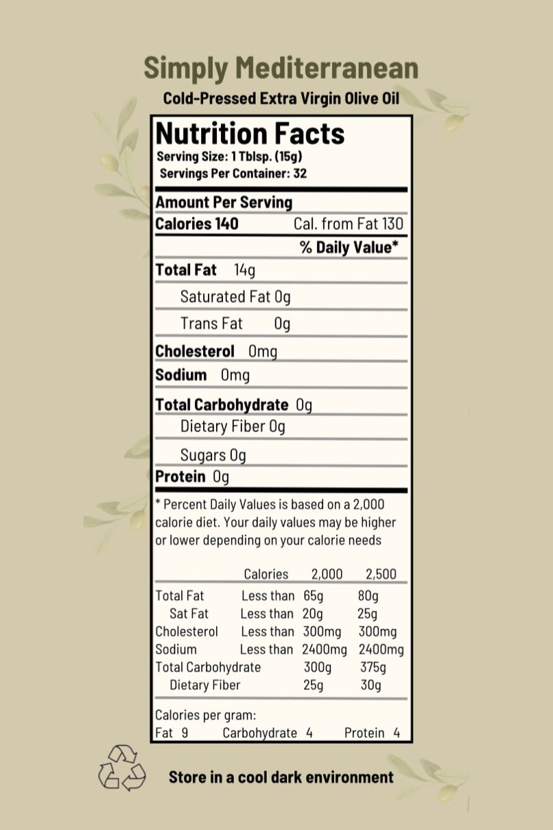 17 oz Bottle Extra Virgin Olive Oil - 100% Pure Cold Pressed from the Mountains of South Lebanon