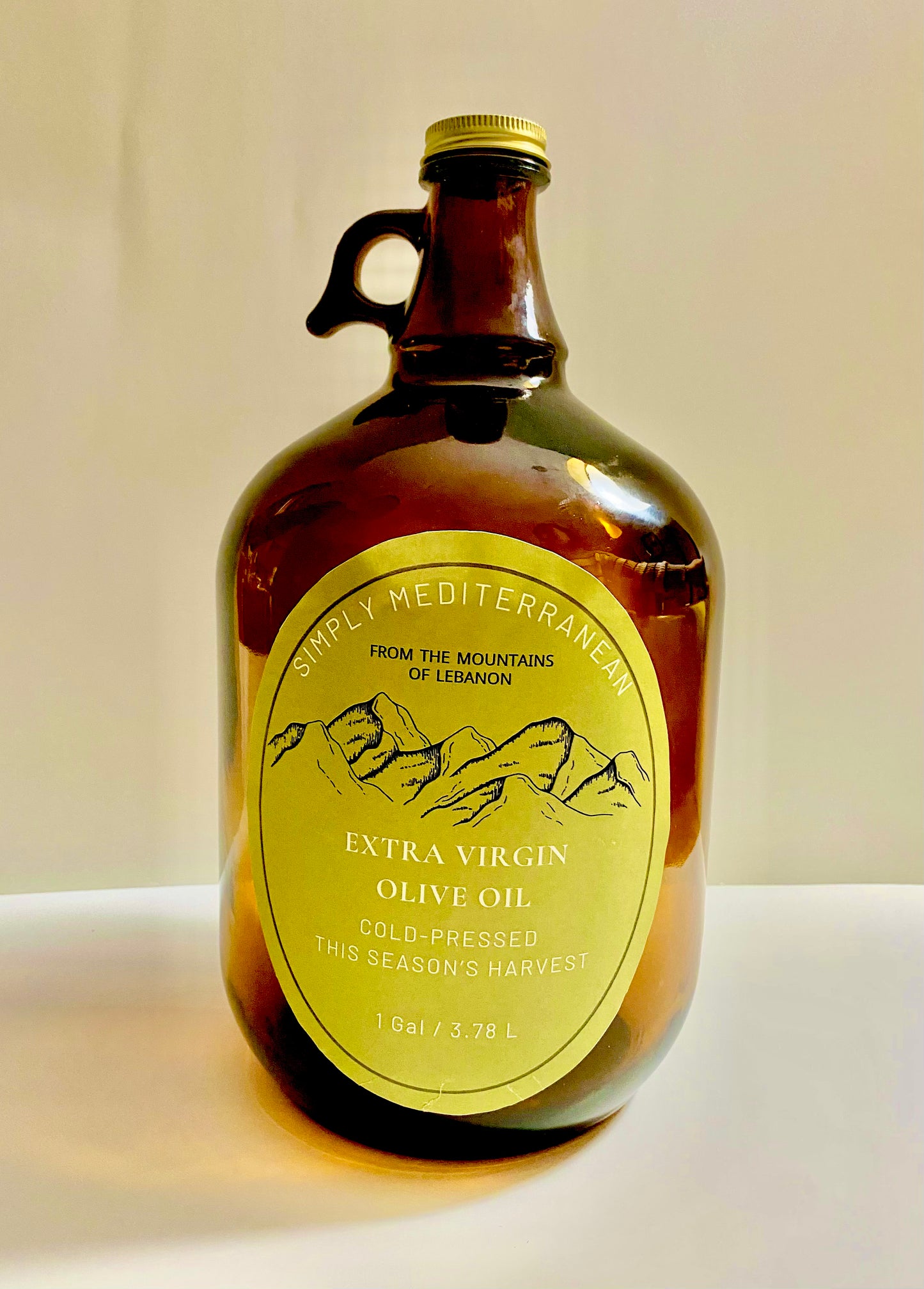 1 Gallon Bottle Extra Virgin Olive Oil - 100% Pure Cold Pressed from the Mountains of South Lebanon