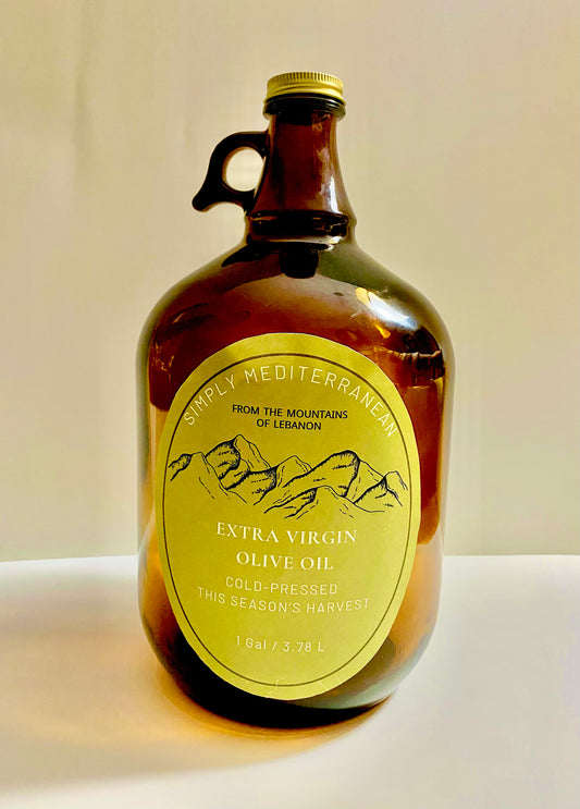 1 Gallon Bottle Extra Virgin Olive Oil - 100% Pure Cold Pressed from the Mountains of South Lebanon